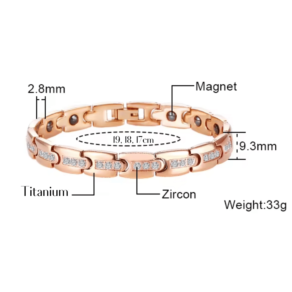 Pulsera Magnética Saludable Titanio con Hematitas y Circonitas