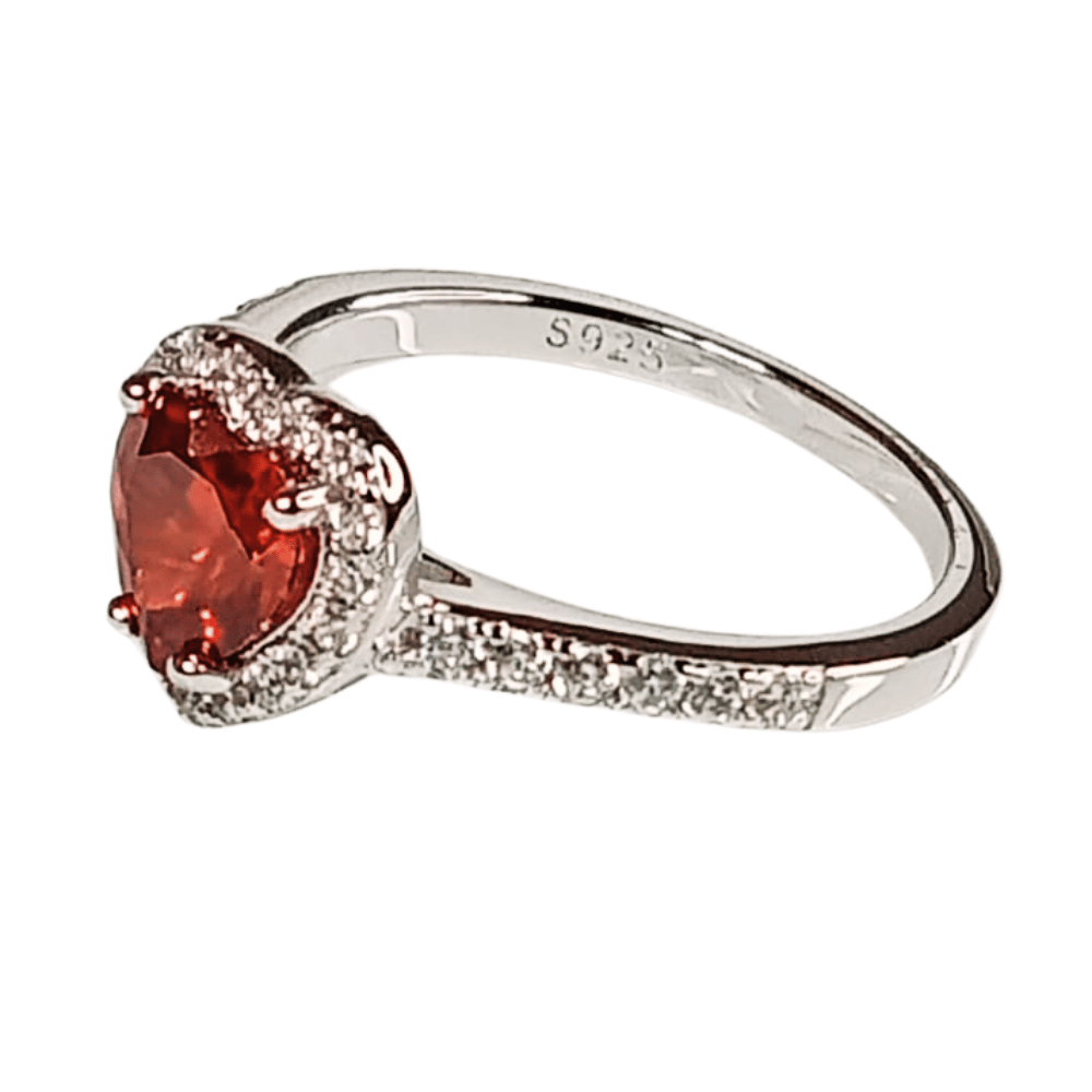 Anillo de Compromiso de Plata Bañado en Oro Blanco Modelo 614 Rubí