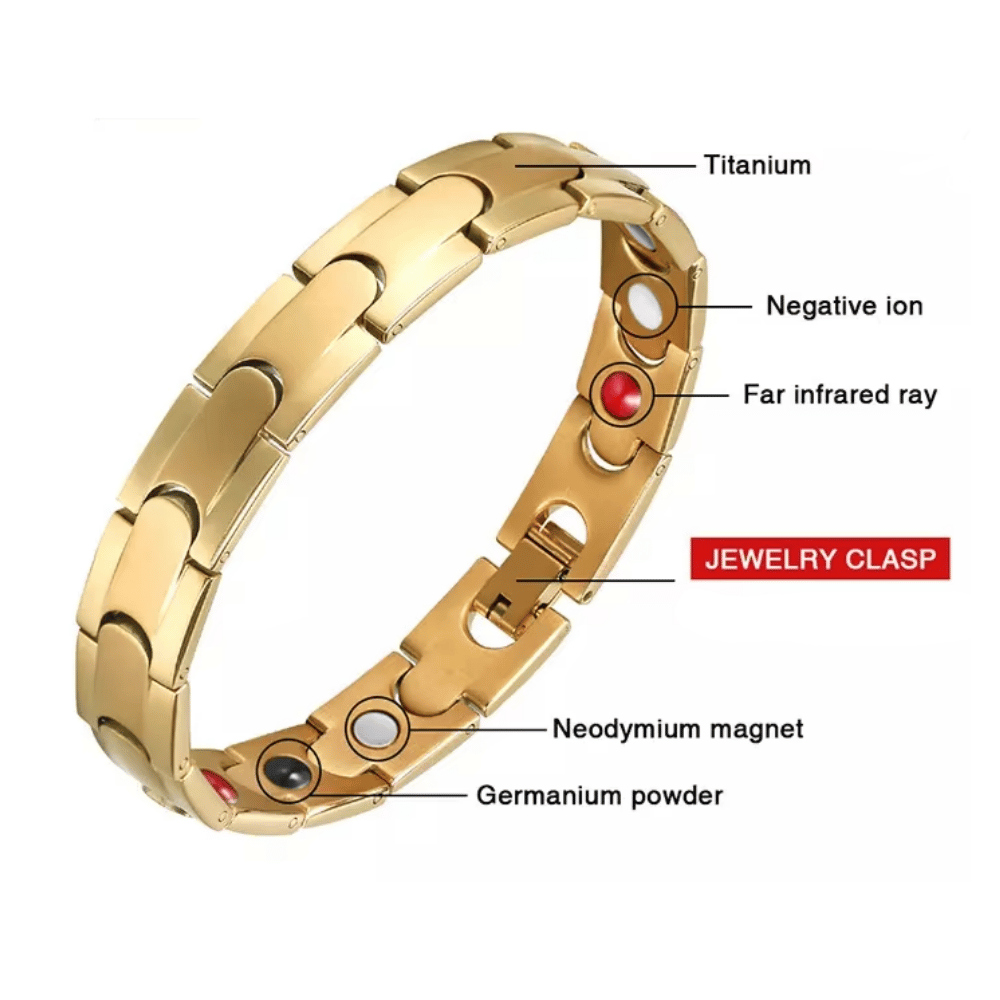 Pulsera Magnética Funcional Titanio Dorado Modelo YSB-158